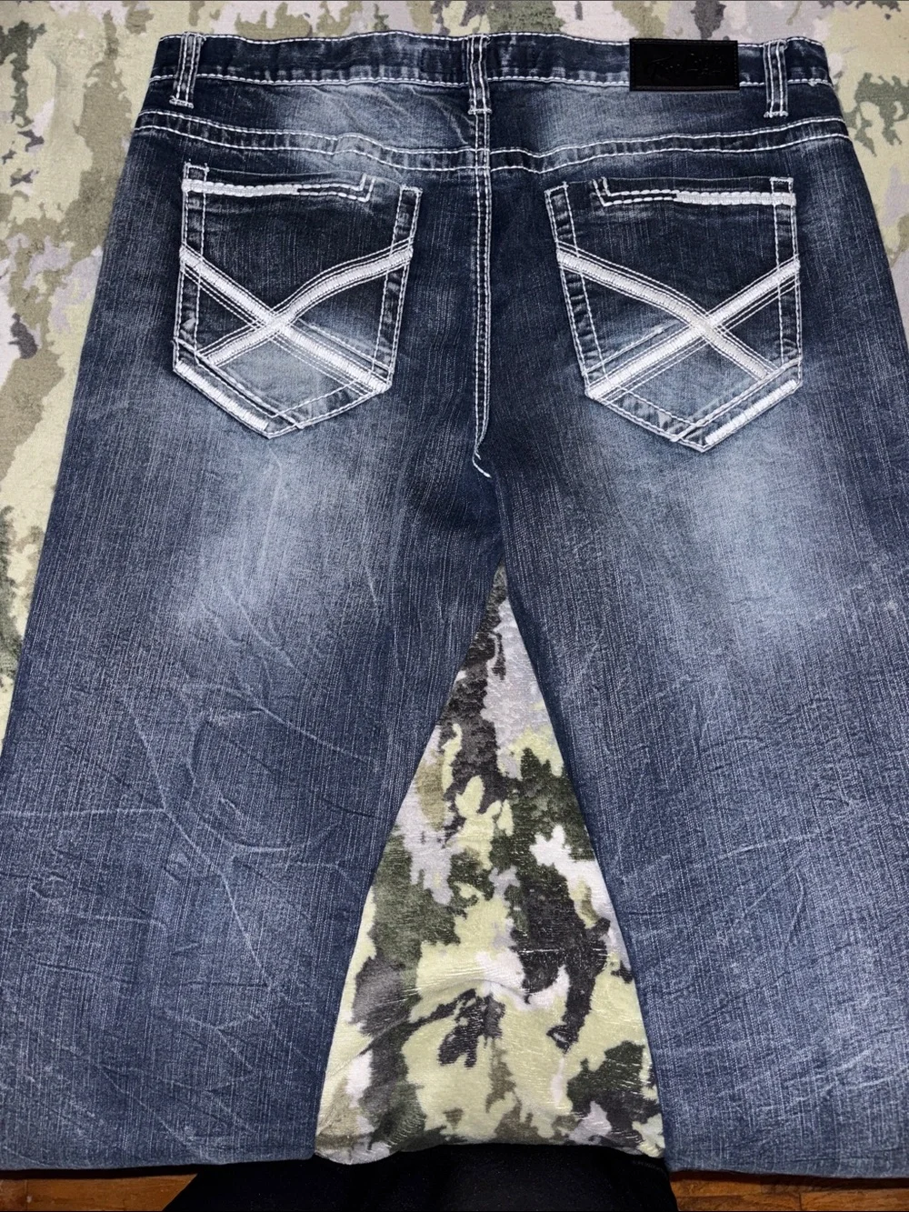 Men's True Luck Bootcut Jeans in Washed Dark Indigo - Vintage Look